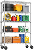 IZEUK 5-Tier Storage Shelving Unit with Wheels, Adjustable Heavy Duty Steel Wire Rack Organizer (Chrome, 17.7" D x 47.2" W x 76.7" H, 1750 lbs Capacity) for Garage, Kitchen, Pantry, Laundry, Basement by IZEUK
