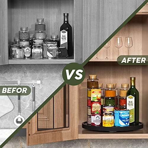 Lazy Susan Organizer, 13.2 Inch Non-Skid Bamboo Turntable - Image 4