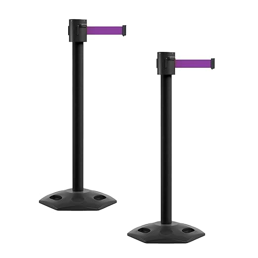 Montour Line MSR760 Set of 2 Retractable Belt Barrier Stanchion, Rubber Base by Montour+Line