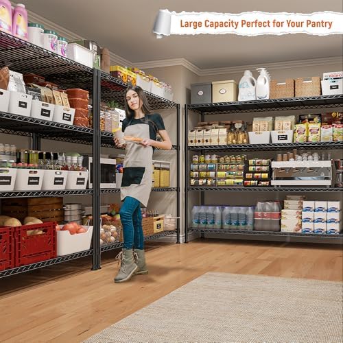 REIBII 4-Tier Storage Shelves 45.3''W Wire Shelving Unit for Pantry Garage (Pack of 2) - Image 2