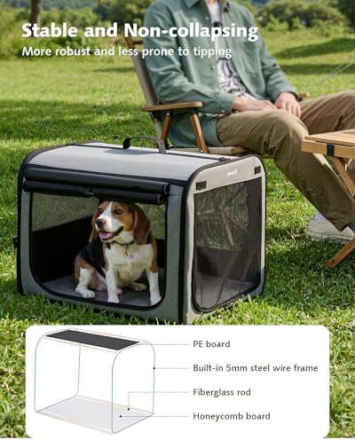 Dog Car Carrier Light Weight 27×20.5×20.5in, Foldable Dog Carrier, Gray - Image 5