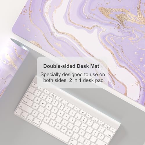 Faux Leather Large Mouse Pad, Office Desk Mat, 31.5"x15.7", Violet Marble - Image 5
