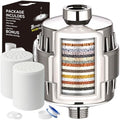 Shower Filter - 20 Stage with 2 Replacement Cartridges Total-Brushed Nickel by Dwavele