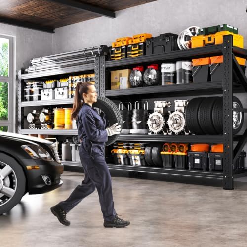 5-Pack Metal Shelving 4 Tier Heavy Duty Storage Shelves, Adjustable Garage Shelving Unit 5000LBS Heavy Duty Shelving 69" W x 24" D x64 H Black - Image 7