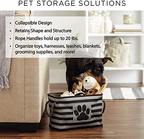 Bone Dry Pet Storage Collection Striped Paw Patch Bin, Large Rectangle, Navy - Image 6