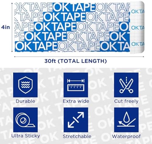 OK TAPE Turf Tape Football, 4 Inch Wide Kinesiology Tape, Super Sticky - Image 3