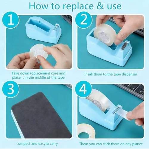 360 Rotating Multipurpose Organizer - Cute Rotating Pen Holder with, 12Pcs Desk Organizers and Accessories, Art Supply Storage Box Caddy for Office, Home(Blue) - Image 7