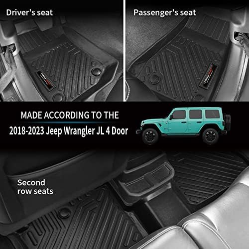 Custom Fit Floor Mats & Cargo Liner Compatible for 2018-2025 2026 Jeep Wrangler JL 4 Door Accessories All Weather TPE Rubber Black (Not Fit JK or 4XE) - Image 2