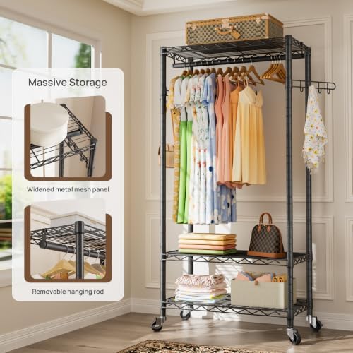 Golpart Heavy Duty Rolling Clothes Rack Wheels Portable Metal Garment Rack - Image 5