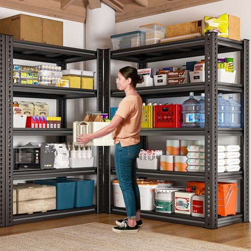 REIBII Garage Shelving Load 2000 LBS, Adjustable 5-Tier Storage Shelves, Metal Shelving Units and Storage Rack Shelf for Garage, Basement, Kitchen, 32" W x 17" D x 72" H, Black - Image 2