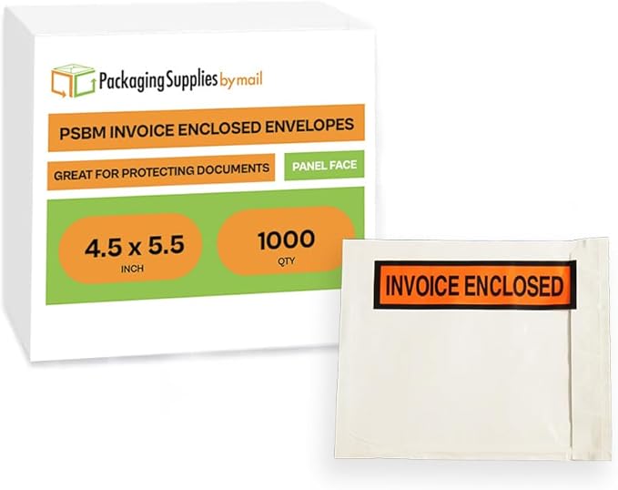 Invoice Enclosed Packing List Envelopes Panel Face Back Load 4.5" x 5.5" 1000 by PackagingSuppliesbymail