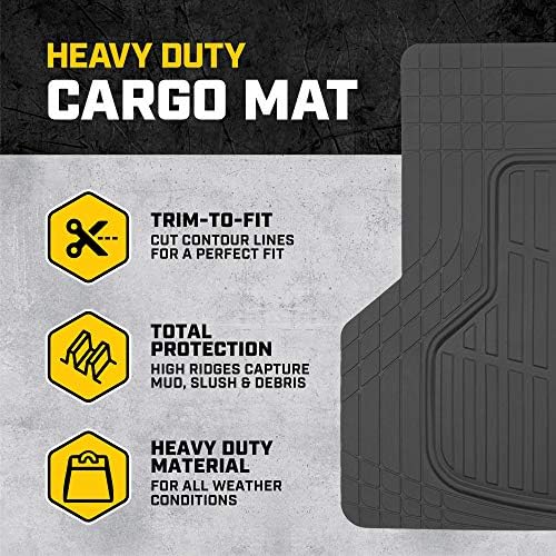 Cat® ToughRide Heavy Duty Automotive Rubber Cargo Liner Trunk Floor Mat, Odorless All Weather Protection, Trimmable to Fit Most Vehicles Car Truck Van SUV, Black, 53" x 36.25"in - Image 2