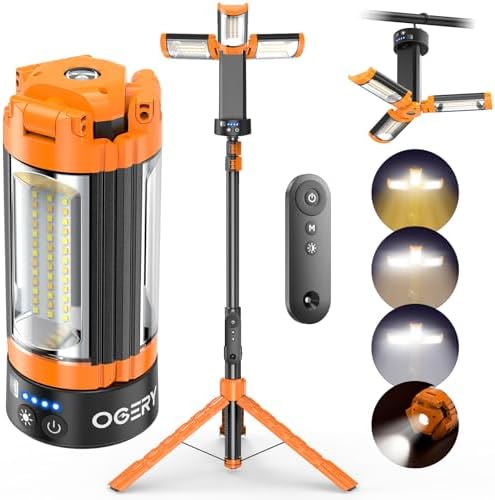 OGERY Camping Lights with Stand & Remote, 10000mAh Rechargeable Work Light by OGERY