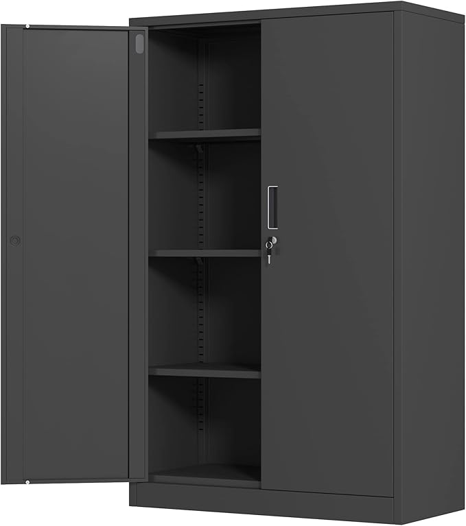 Metal Storage Cabinet with Locking Doors and 3 Adjustable Shelves, 53.5-Inch by JINKERFURNITURE