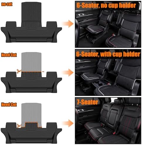 Auxko Floor Mats Cargo Mat Backrest Mat for Ford Explorer 2020-2026 - Image 3