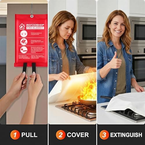 Mondoshop Fire Blankets Emergency for Kitchen Home - Emergency Fire Retardant Blanket for Home Fireproof Blanket for Camping, Grill, Car, Office, Warehouse, School, Picnic, Fireplace - Image 2