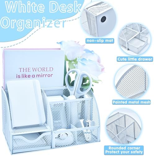 LXEVIHK White Desk Accessories 23-Piece Office Supplies Gift Set - Image 2