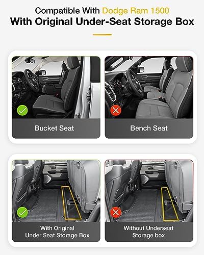 3W Floor Mats Fit for 2019-2024 Dodge Ram 1500 Crew Cab New Body - Image 4