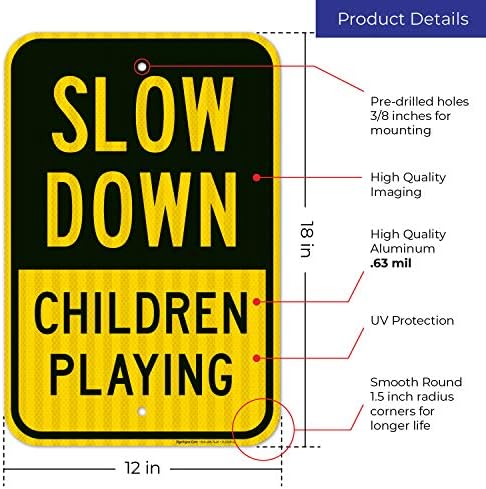 Slow Down Children Playing Sign, Traffic Sign, - Image 3