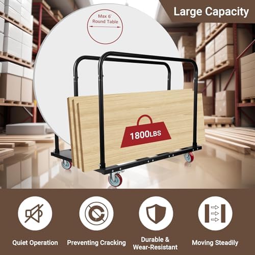 Folding Table Cart, Heavy Duty Drywall Dolly Cart 1800 LBS - Image 2
