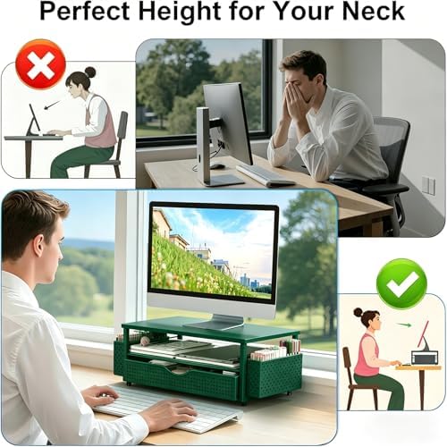 Spacrea Desk Organizers and Accessories, Printer Stand with Storage, Green - Image 4