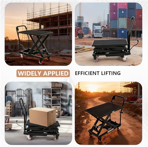 Hydraulic Lift Table Cart, 330 LBS Load Capacity 50 in Lifting Height, Manual Double Scissor Lift Table with Non-Slip Pad and 4 Wheels,Hydraulic Scissor Cart for Material Handling (330 LBS - Double) - Image 7