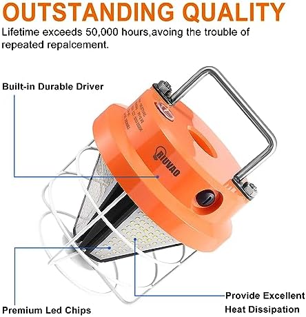 Led Temporary Work Light 100W，Super Bright 15000LM 5000k Construction Lights with Hook Portable Hanging Linkable Durable LED Work Temp Lights for Damp Location Outdoor Indoor Area Lighting - Image 4
