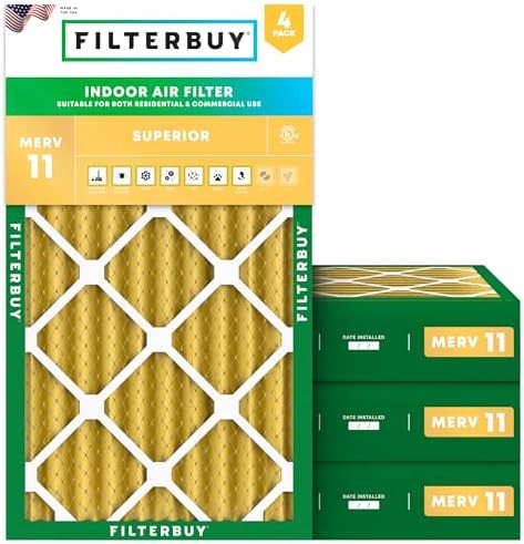 Filterbuy 12x20x4 Air Filter MERV 11 Pet & Allergy Defense (4-Pack) by Filterbuy