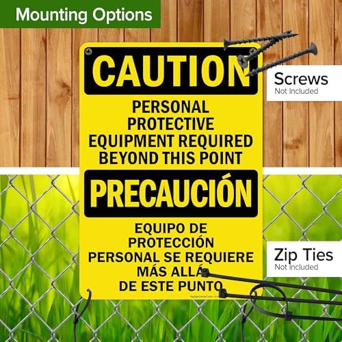 Caution Personal Protective Equipment Required Beyond This Point Bilingual Osha Sign, 10x14 Inches, Rust Free .040 Aluminum, Fade Resistant, Made in USA by My Sign Center - Image 5