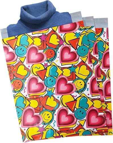 POLYSELLS 50pcs 14.5x19 Inches Poly Mailers, Cute Design Birthday Gifts Shipping Bags - Love Sweet & Smile Face - Image 6