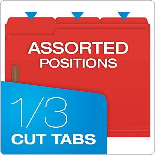 Pendaflex Fastener Folders, 2 Fasteners, Letter Size, Red, 1/3 Cut Tabs in Left, Right, Center Positions, 50 per Box (22740), Specialty (Pack of 5) - Image 4
