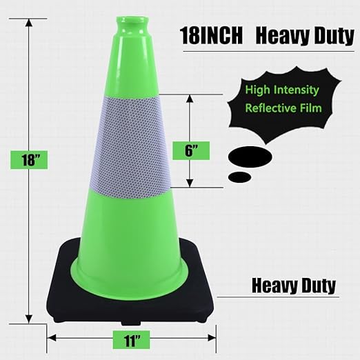 BESEA 18 Inch Fluorescent Green Traffic Cones - Image 2