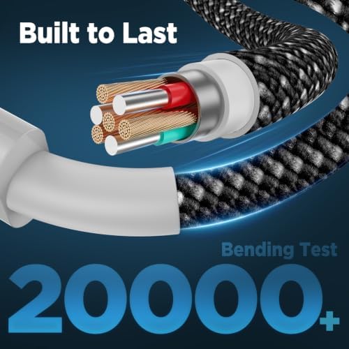 USB C to USB C Cable 6FT+10FT 2Pack 60W iPhone 17 16 15 Charger Cord Long Type C to C Cable Fast Charging for Apple iPhone 17 16 15/Pro/Pro Max/Plus/iPad Pro Air/MacBook/Air/Mini/Samsung Galaxy-Black - Image 5