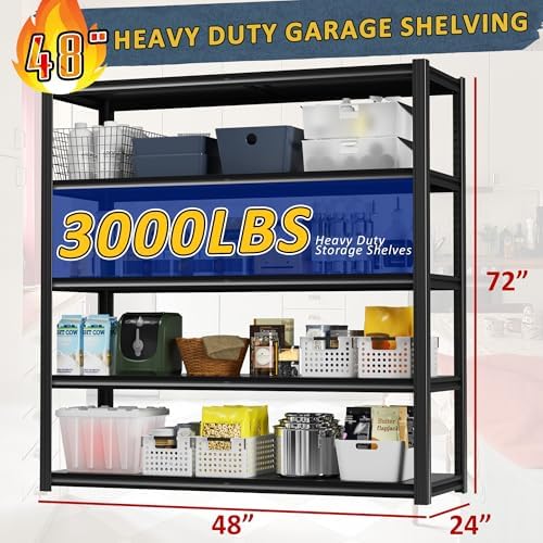 48" W Garage Shelving Heavy Duty 5 Tier Storage Shelf 3030LBS - Image 2