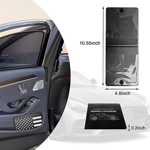 Ziciner Car Registration Insurance Holder, 2Pack Essential Auto Card Document Glove Box Organizer with Touch Fastener, Vehicle Interior Accessories Perfect for Most Car, Truck, SUV (Black/Back Flag) - Image 2