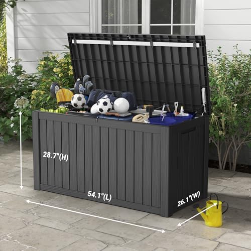 Mars Villa 180 Gallon Outdoor Storage Box, Deck Box Waterproof, Black - Image 2