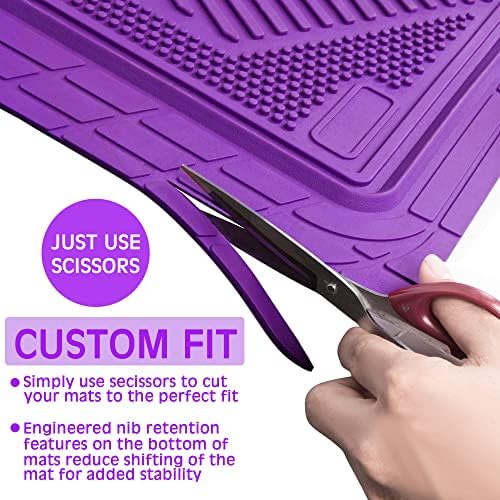 CAR PASS Heavy Duty Rubber Floor Mats 4-Piece Car Mat Set - Universal Waterproof Floor Mats for Car SUV Truck, Durable All-Weather Mats(Purple) - Image 3