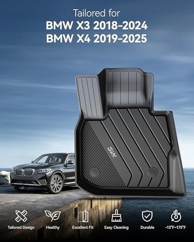 3W Floor Mats for BMW X3 2018-2024 & X4 2019-2025, TPE All Weather - Image 2