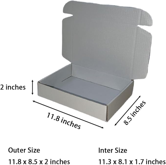 50 Pcs 11.8 x 8.5 x 2 inches Large Size Corrugated Cardboard Gift Boxes - Image 2