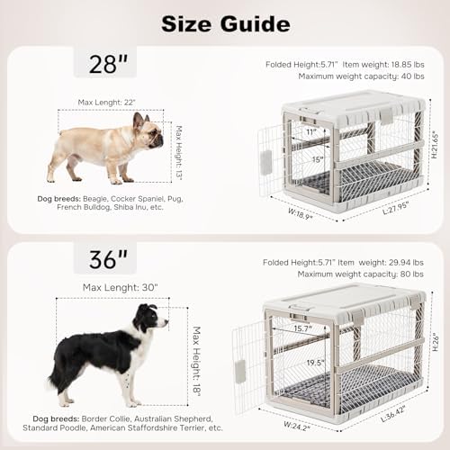 ZOMISIA Collapsible Dog Crate with Bed Mat, 36'' Dog Kennel for Large Dogs - Image 3