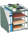 Desk File Organizer and Accessories, 4-Tier Paper Organizer with Vertical File Holder, Office Desk Accessories & Workspace Organizers and Storage for Office Supplies (Green) by HOME