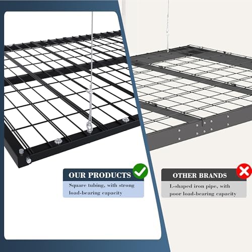 Black 4x8 FT Overhead Garage Storage Rack for High Ceilings 10-12 FT - Image 4