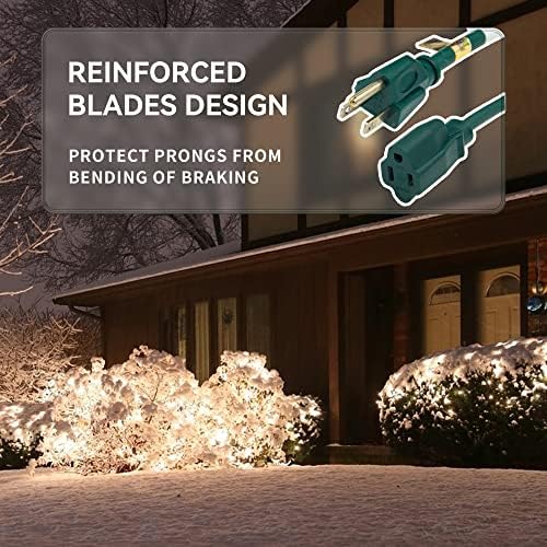 YOJOE Indoor Outdoor Extension Cord, 3 Prong 13A Weatherproof Power Cord, 16 Gauge Heavy Duty 8 ft Green Extension Cord for Garage, Garden and Home, 16/3 SJTW UL Certified - Image 5