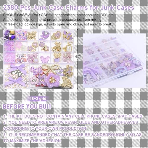 EIiovcnya 2380 Pcs Junk Case Charms Kit - DIY Phone Charms & Nail Art - Image 2