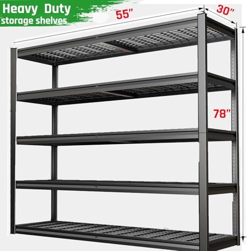 30" Deep Garage Shelving Unit, 55" W x 30" D x 72" H, Heavy Duty Garage Storage Shelves, 5 Tier Industrial Adjustable Shelves for Basement, Commercial Shelving - Image 3