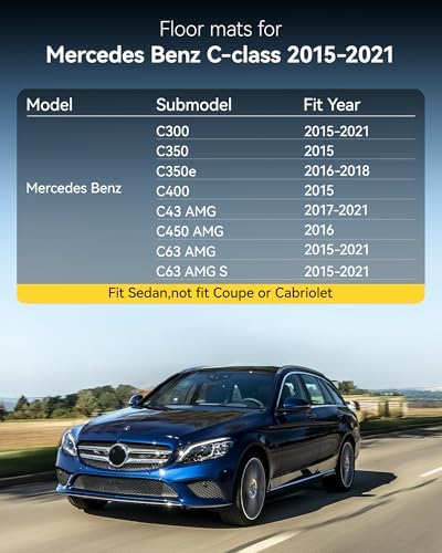 3W Floor Mats for Mercedes Benz C-Class 2015-2021 - Image 2