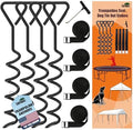 EURMAX USA 4-Pack Windproof Trampoline Stakes Anchor Kit-Steel Corkscrew Anchor,Heavy Duty Tie Down Kit with T-Hook&Reinforced Safety Straps,Secure Weatherproof Protection for Trampoline,Tent&Playset by Eurmax