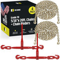 DC Cargo Chain Binder Kit (2 Sets) | 5/16" Grade 70 Extra Long 20 Foot Chain - and Load Binder Set | Heavy Duty Ratcheting Chain and Binder | Load Chain and Binders – 4,700lb Working Load Limit As Set by DCCargo