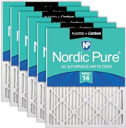 Nordic Pure 18x20x1 Pleated MERV 14 Plus Carbon Air Filters 6 Pack by NordicPure