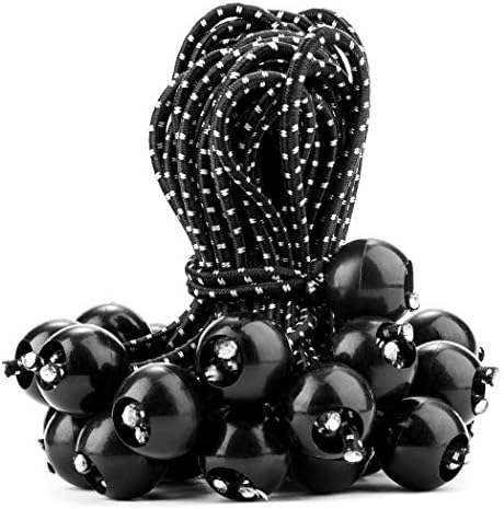 CARTMAN 30-Pack 6-Inch Ball Bungee Cords for Canopies and Tarps, Black by CARTMAN